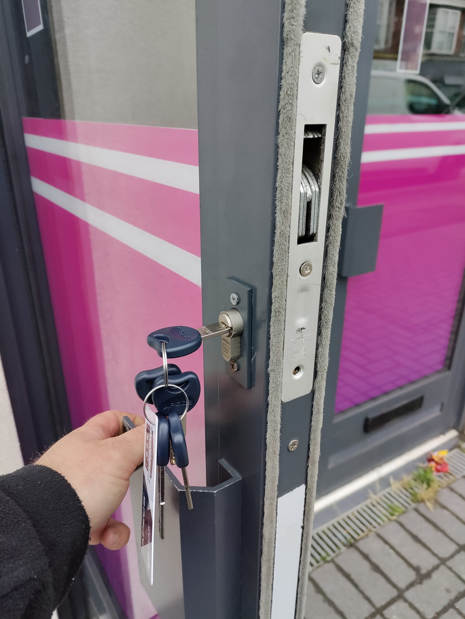 Door with lock and keys