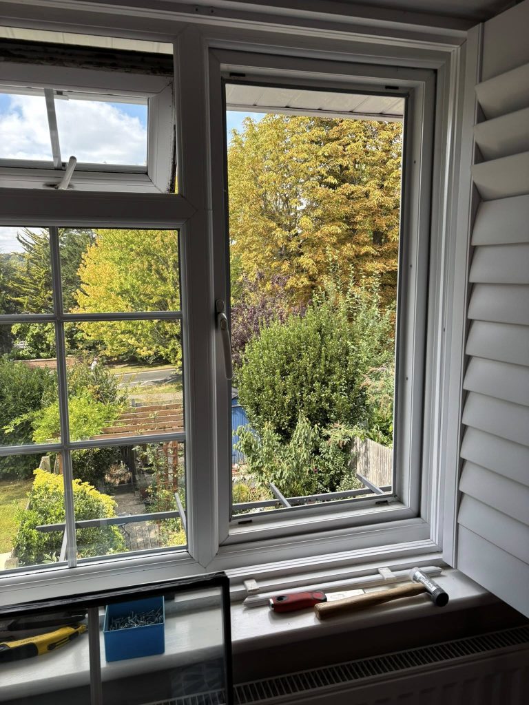 uPVC window glass installation