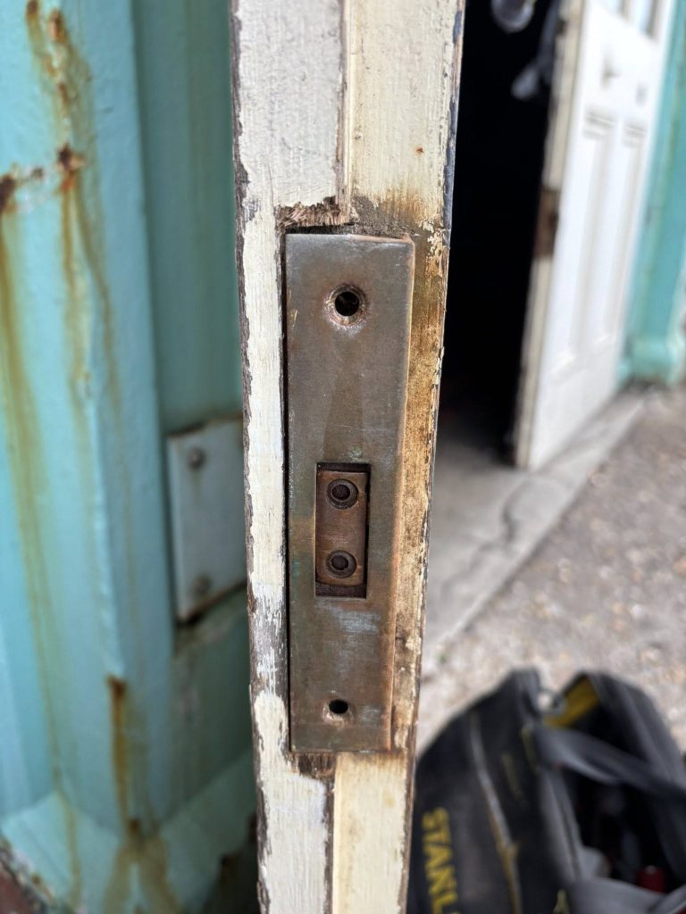 Old and rusting mortice lock