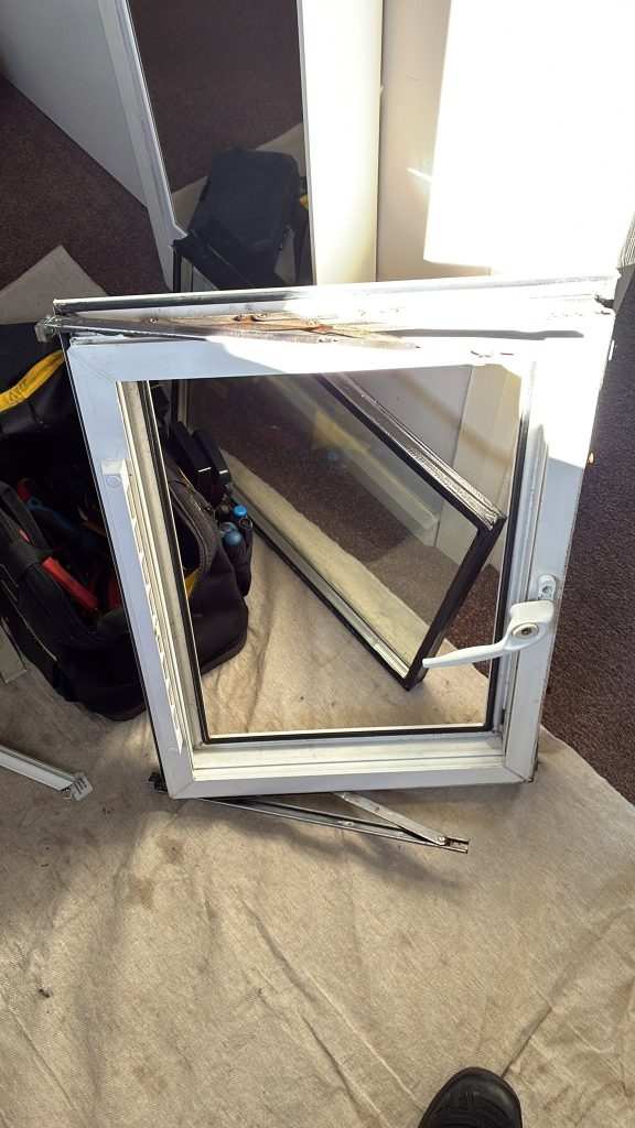 UPVc window carefully removed