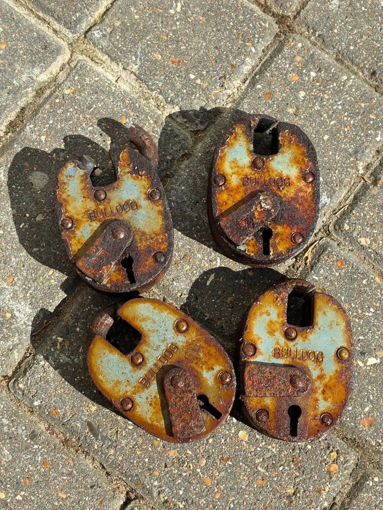 Set of vintage Bulldog locks removed by LBP Locksmiths from stable doors in Lewes
